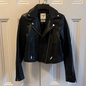Abercrombie & Fitch Black Vegan Leather Moto Jacket
